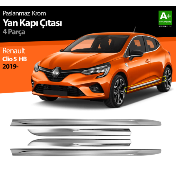 Renault Clio 5 Krom Yan Kapı Çıtası 4 Prç. 2019 Üzeri